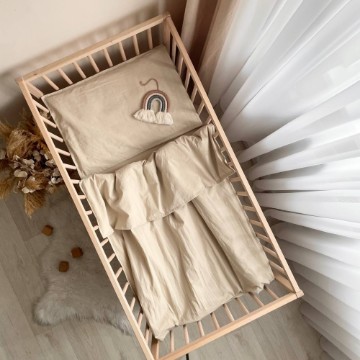 Set lenjerie de pat pentru pătuț bebeluși 3 piese Dreams beige